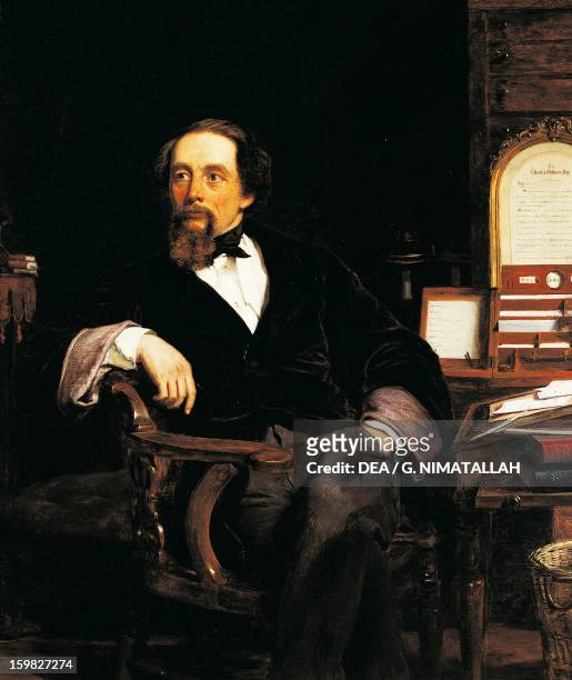 Portrait of Charles Dickens , English writer and journalist. Oil on canvas by William Powell Frith 98x84 cm. London, Victoria And Albert Museum