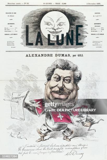 Alexandre Dumas father , French novelist and playwright, in a caricature by Andre Gill . Paris, Hôtel Carnavalet