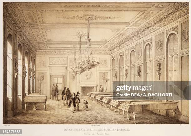 Concert Hall in the Streicher piano factory in Vienna. Austria, 19th century. Vienna, Historisches Museum Der Stadt Wien