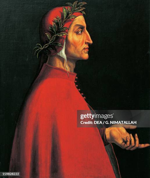 Portrait of Dante Alighieri , Italian poet. Painting by the Italian school, 16th century. Innsbruck, Schloss Ambras , Kunsthistorisches Museum...