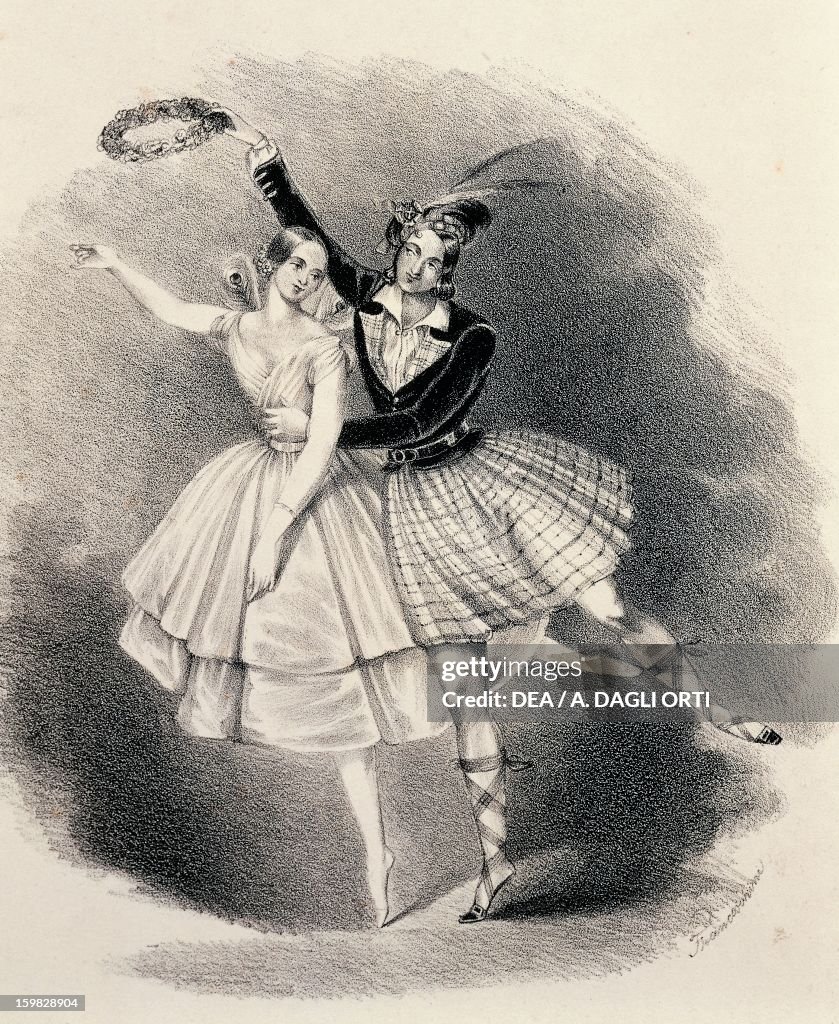 Fanny Cerrito and partner in ballet La Sylphide