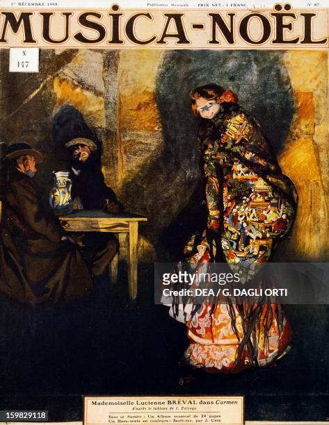 Lucienne Breval , Swiss soprano, as Carmen, in the homonymous opera by Georges Bizet. From a painting by Ignacio Zuloaga y Zabaleta. Paris,...
