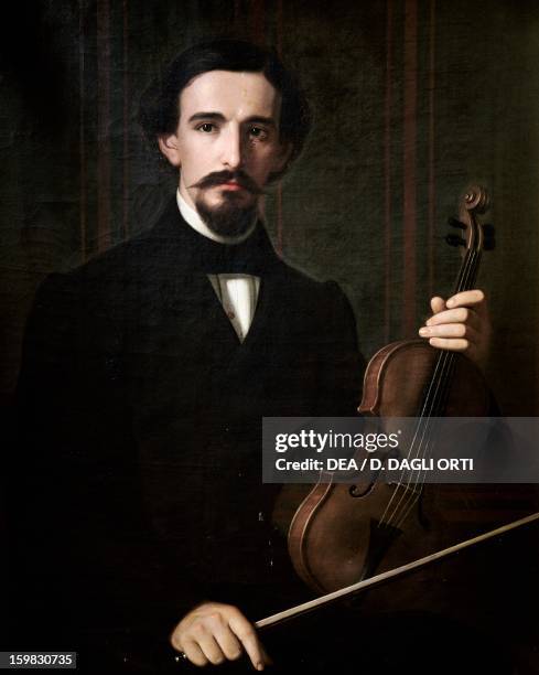 Portrait of Cesare Trombini , Italian violinist and conductor. Painting of Domenico Peterlin . Padova, Musei Civici Eremitani, Museo D'Arte Medievale...