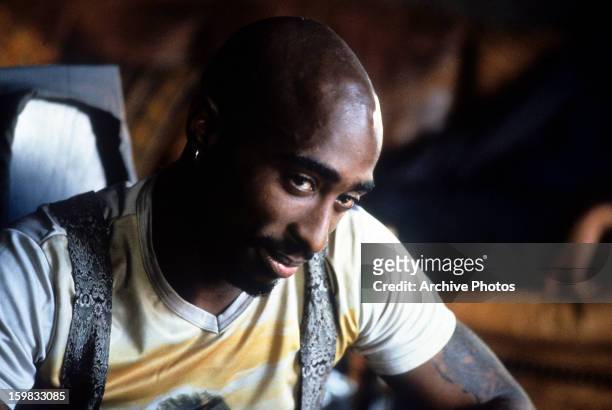 Tupac Shakur in a scene from the film 'Gridlock'd', 1997.