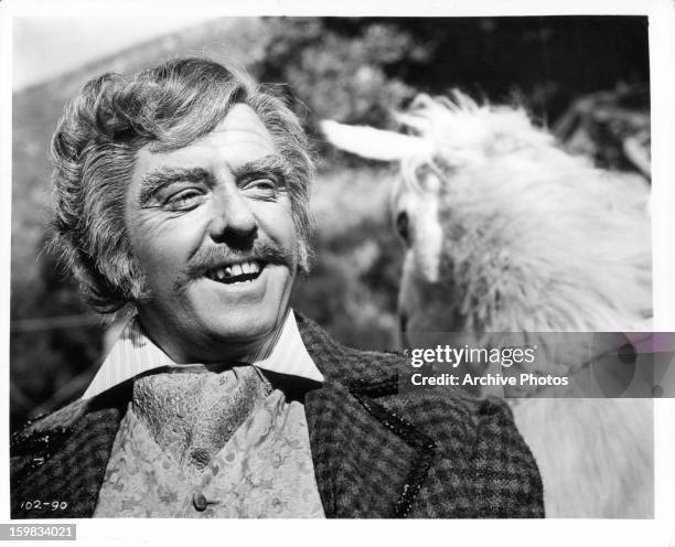 Richard Attenborough talking to animal in a scene from the film 'Doctor Dolittle', 1967.