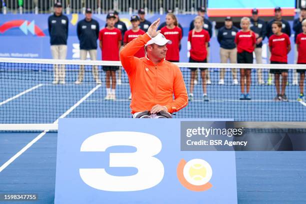 Maikel Scheffers of the Netherlands during the Wheelchair Tennis match on Day 6 of European Para Championships on Day 6 at Schouwburgplein on August...