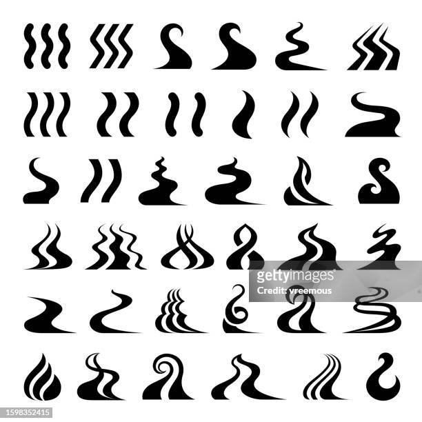 vapor, smoke and flame icons - unpleasant smell stock illustrations