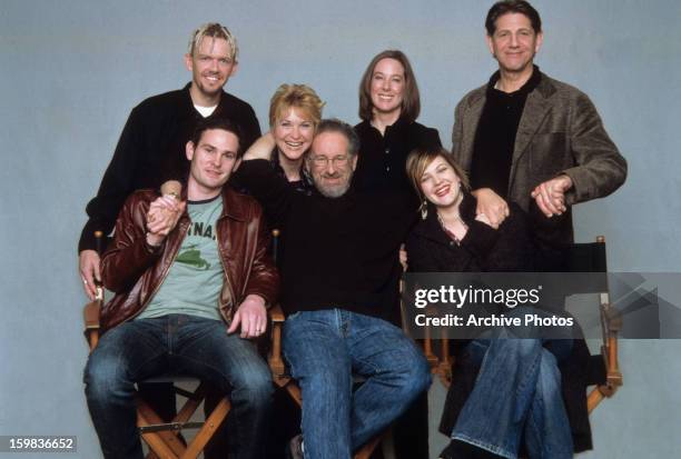 Robert MacNaughton, Henry Thomas, Dee Wallace, Steven Spielberg, Kathleen Kennedy, Drew Barrymore, and Peter Coyote publicity portrait for the...
