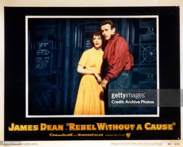 Natalie Wood and James Dean in movie art for the film 'Rebel Without A Cause', 1955.