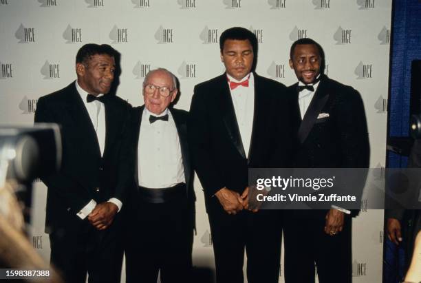 Floyd Patterson, Jimmy McLarnin, Muhammad Ali and Thomas Hearns attend the 1991 Cable ACE Awards in Los Angeles, California, United States, 9th...