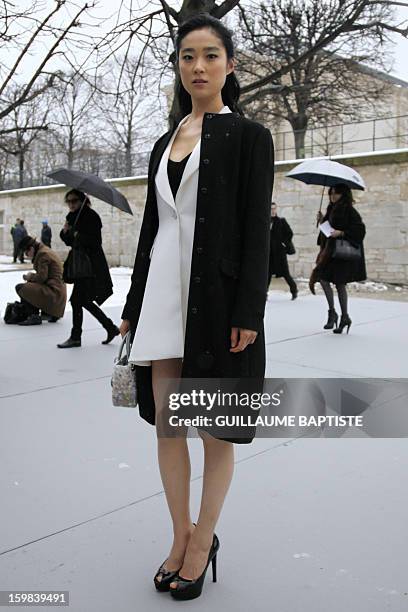 Japanese actress Eriko Hatsune arrives to attend the Christian Dior Haute Couture Spring-Summer 2013 collection show by Belgian designer Raf Simons...