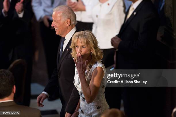 Vice President Joe Biden and his wife Dr. Jill Biden attend the Inaugural Luncheon in Statuary Hall on Inauguration day at the U.S. Capitol building...