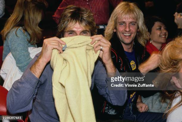 Glenn Tipton and K.K. Downing from rock band Judas Priest, unspecified, circa 1980s.