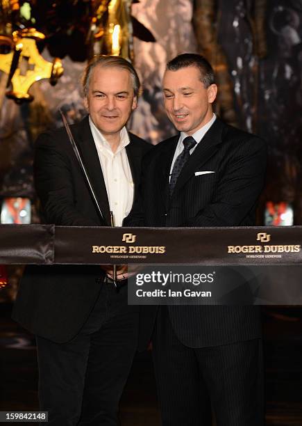 Remy Pagani , Mayor of Geneva opens the Roger Dubuis booth with Jean-Marc Pontroue, CEO of Roger Dubuis during the 23rd Salon International de la...