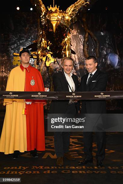 Remy Pagani , Mayor of Geneva opens the Roger Dubuis booth with Jean-Marc Pontroue, CEO of Roger Dubuis during the 23rd Salon International de la...