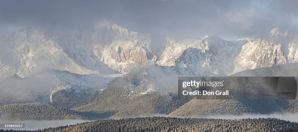 Storm breaks up on Pikes Peak, Colorado