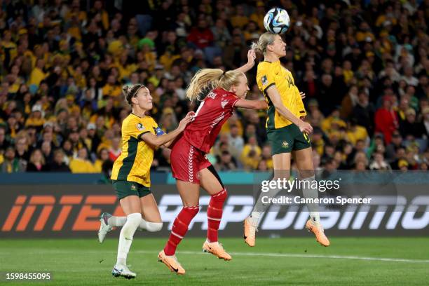 Alanna Kennedy of Australia heads the ball during the FIFA Women's World Cup Australia & New Zealand 2023 Round of 16 match between Australia and...
