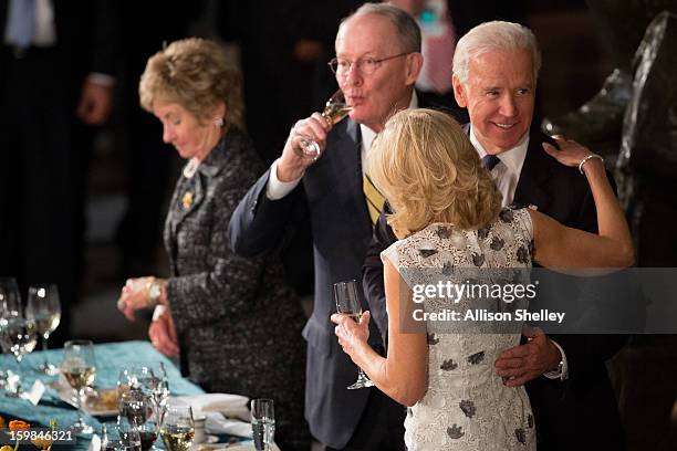 Vice President Joe Biden and his wife Dr. Jill Biden share a moment at the Inaugural Luncheon in Statuary Hall on inauguration day at the U.S....