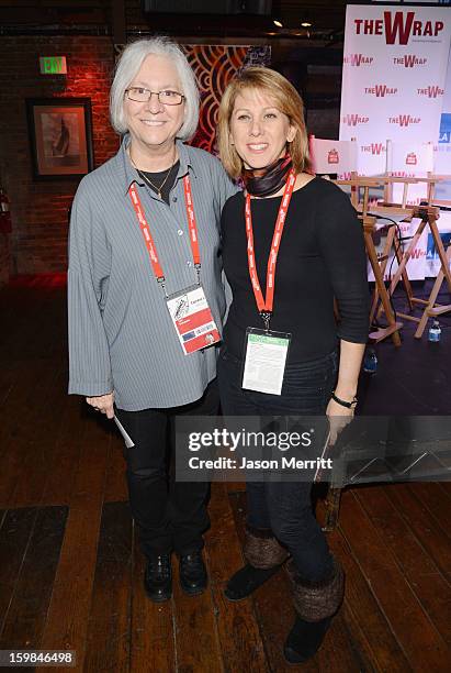 School of TFT Dean Teri Schwartz and UCLA and The Wrap founder Sharon Waxman attend The Wrap Sundance 2013 Panel at The Claim Jumper on January 21,...