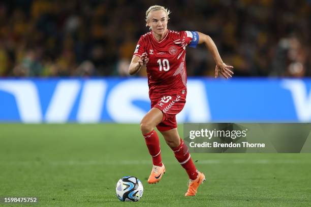 Pernille Harder of Denmark in action during the FIFA Women's World Cup Australia & New Zealand 2023 Round of 16 match between Australia and Denmark...