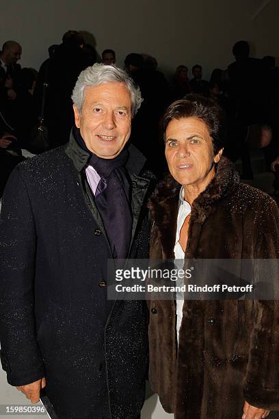 Philippe Houze, CEO of Galeries Lafayette and his wife Christiane attend the Christian Dior Spring/Summer 2013 Haute-Couture show as part of Paris...
