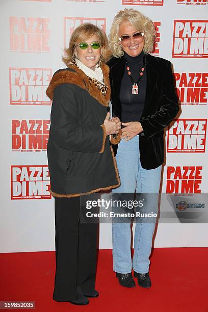 Daniela Goggi and Loretta Goggi attend the 'Pazze di Me' premiere at Teatro Sistina on January 21, 2013 in Rome, Italy.