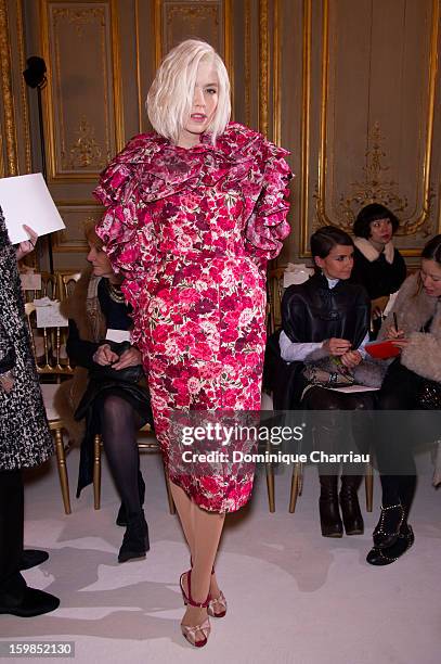 Jelena Perminova attends the Giambattista Valli Spring/Summer 2013 Haute-Couture show as part of Paris Fashion Week at on January 21, 2013 in Paris,...