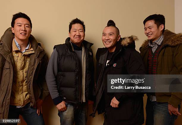 Producers Brian Yang, Christopher Chen, director Evan Jackson Leong and producer Allen Lu pose for a portrait during the 2013 Sundance Film Festival...