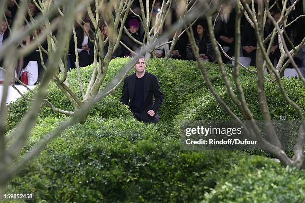 Raf Simons walks the runway during the Christian Dior Spring/Summer 2013 Haute-Couture show as part of Paris Fashion Week at on January 21, 2013 in...