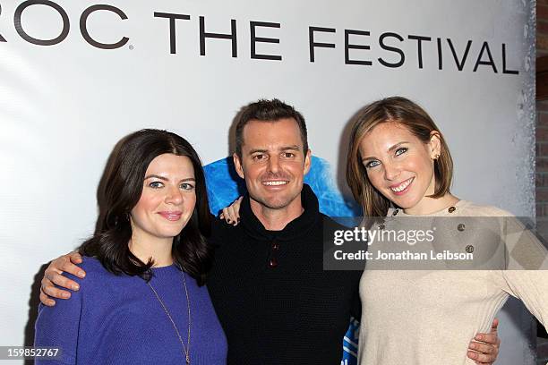 Writer/actress Casey Wilson, director Chris Nelson and writer/actress June Diane Raphael attend Day 3 of the Variety Studio At 2013 Sundance Film...