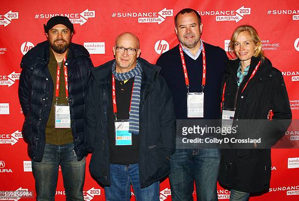 Editor Andy Grieve, filmmaker Alex Gibney, and producers Marc Shmuger and Alexis Bloom attend the "We Steal Secrets: The Story Of Wikileaks" premiere...