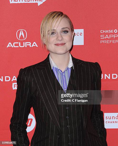 Actress Evan Rachel Wood attends 'The Necessary Death Of Charlie Countryman' premiere at Eccles Center Theatre during the 2013 Sundance Film Festival...