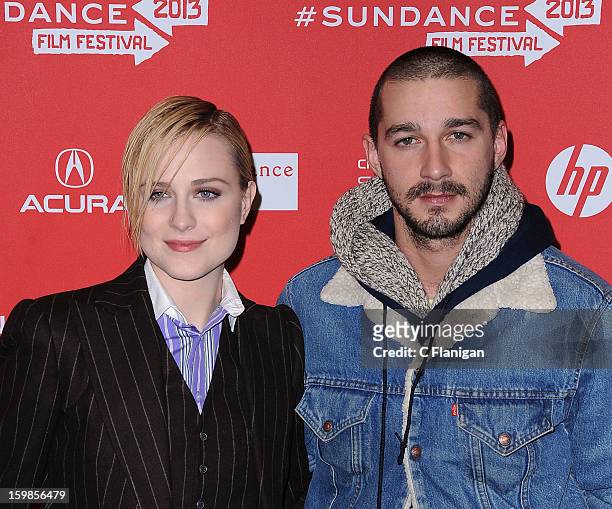 Actors Evan Rachel Wood and Shia LeBouf attend 'The Necessary Death Of Charlie Countryman' premiere at Eccles Center Theatre during the 2013 Sundance...