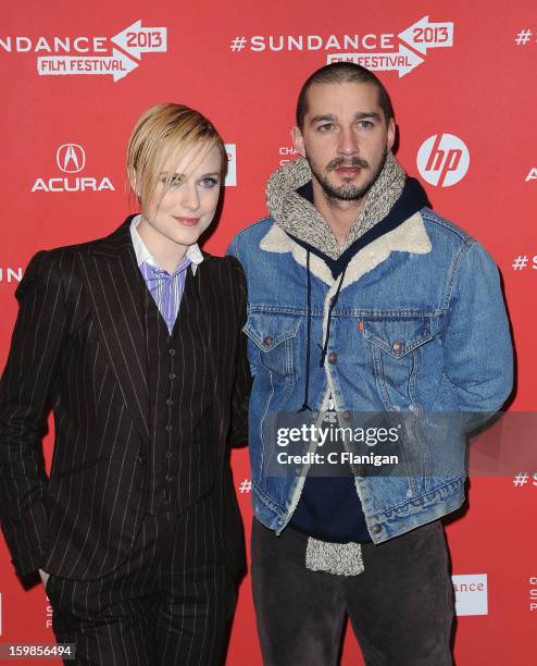 Actors Evan Rachel Wood and Shia LeBouf attend 'The Necessary Death Of Charlie Countryman' premiere at Eccles Center Theatre during the 2013 Sundance...