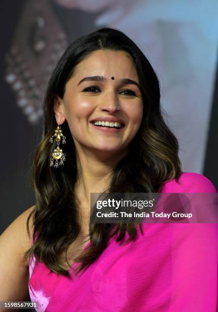 Mumbai, India – August 03: Bollywood actress Alia Bhatt attends the 'Rocky aur Rani Ki Prem Kahaani' success meet on August 03, 2023 in Mumbai,...