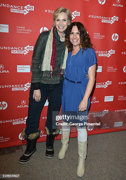 Actress Jane Lynch and director Jill Soloway attend the "Afternoon Delight" premiere at Eccles Center Theatre during the 2013 Sundance Film Festival...