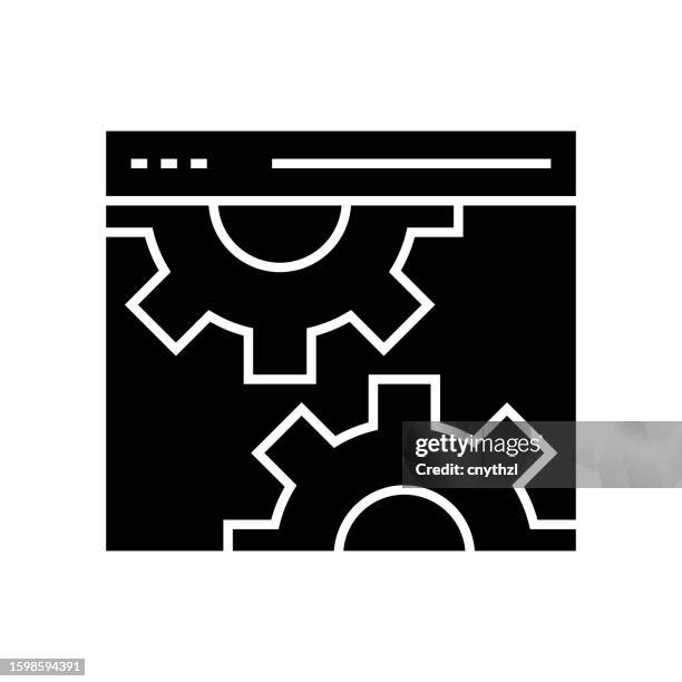 web development icon solid style. vector icon design element for web page, mobile app, ui, ux design - user experience designer stock illustrations