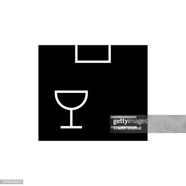fragile sign icon solid style. vector icon design element for web page, mobile app, ui, ux design - product warning label stock illustrations