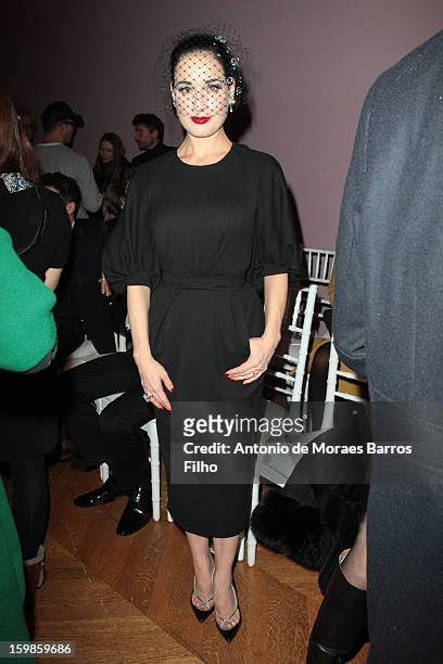 Dita Von Teese attends the Alexis Mabille Spring/Summer 2013 Haute-Couture show as part of Paris Fashion Week at Mairie du 4e on January 21, 2013 in...