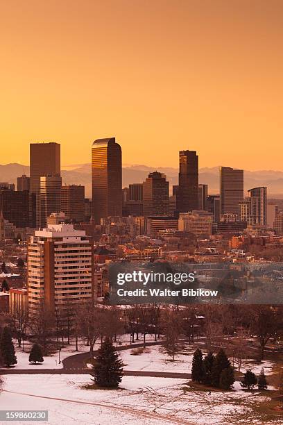 denver, co, city view - denver winter stock pictures, royalty-free photos & images