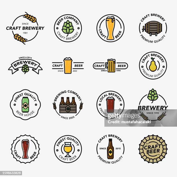 craft brewery badges - india pale ale stock illustrations