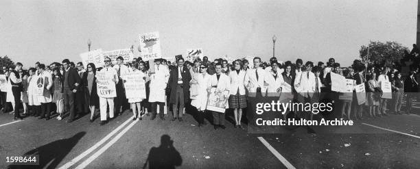 Anti- Vietnam War protestors marching, Washington, D.C., October 21, 1967.