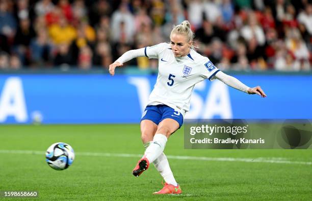 Alex Greenwood of England scores a goal in the penalty shoot out during the FIFA Women's World Cup Australia & New Zealand 2023 Round of 16 match...