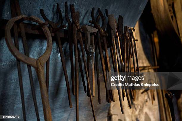 Tools are seen on January 21, 2013 in Molln, Austria. The Vatican has contracted Schmiede Schmidberger to manufacture 80 new sets of armour in a...