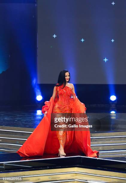 Natasha Joubert at the 2023 Miss South Africa Final at SunBet Arena on August 13, 2023 in Pretoria, South Africa. The national beauty pageant selects...