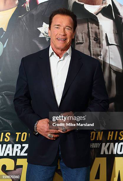 Arnold Schwarzenegger attends the photocall for The Last Stand at The Savoy Hotel on January 22, 2013 in London, England.