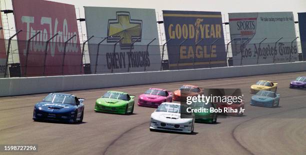 Pontiac Firebird Trans Am vehicles practice session on the recently opened California Speedway, June 17, 1997 in Fontana, California.