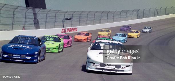 Pontiac Firebird Trans Am vehicles practice session on the recently opened California Speedway, June 17, 1997 in Fontana, California.