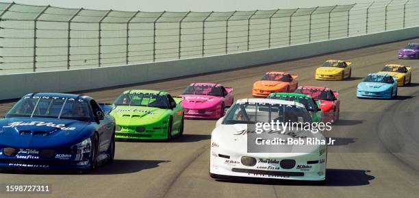 Pontiac Firebird Trans Am vehicles practice session on the recently opened California Speedway, June 17, 1997 in Fontana, California.