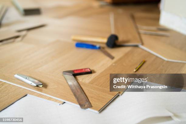 different carpenter tools - laminiertes plastik stock-fotos und bilder